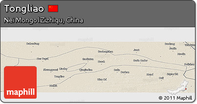 Shaded Relief Panoramic Map of Tongliao