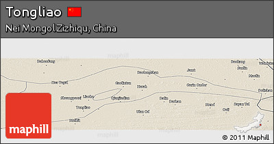 Shaded Relief Panoramic Map of Tongliao