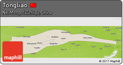 Shaded Relief Panoramic Map of Tongliao, physical outside