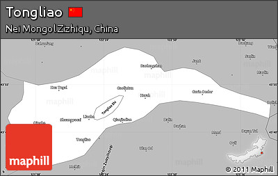 Gray Simple Map of Tongliao