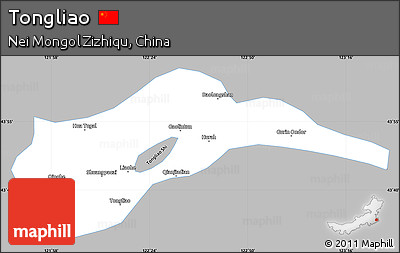 Gray Simple Map of Tongliao, single color outside