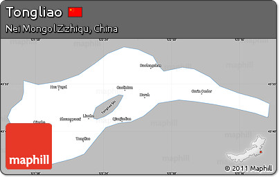 Gray Simple Map of Tongliao, single color outside