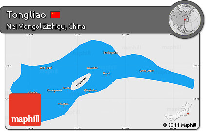 Political Simple Map of Tongliao, single color outside