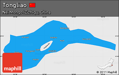 Political Simple Map of Tongliao, single color outside