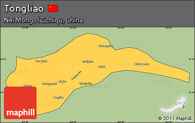 Savanna Style Simple Map of Tongliao, cropped outside