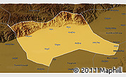 Physical 3D Map of Tumd Youqi, darken