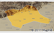 Physical 3D Map of Tumd Youqi, semi-desaturated