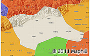 Shaded Relief Map of Tumd Youqi, political outside