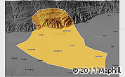 Physical 3D Map of Tumd Zouqi, darken, desaturated