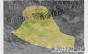 Satellite 3D Map of Tumd Zouqi, darken, desaturated