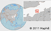 Gray Location Map of Tumd Zouqi, highlighted parent region, hill shading