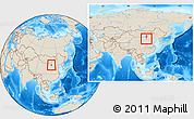 Shaded Relief Location Map of Tumd Zouqi, within the entire country