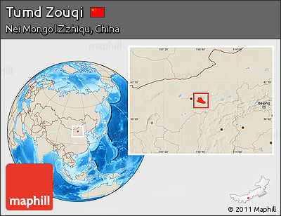 Shaded Relief Location Map of Tumd Zouqi