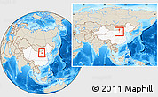Shaded Relief Location Map of Tumd Zouqi, highlighted country, within the entire country