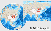 Shaded Relief Location Map of Tumd Zouqi, highlighted country, highlighted parent region, within the entire country