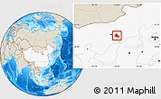 Shaded Relief Location Map of Tumd Zouqi, highlighted country