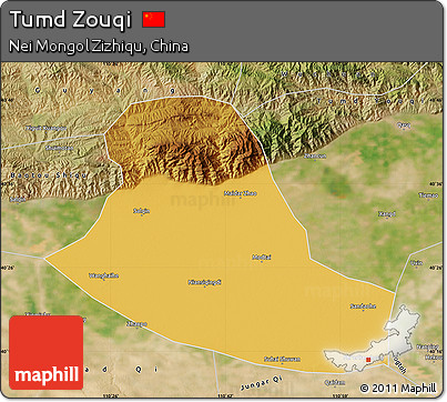 Physical Map of Tumd Zouqi, satellite outside