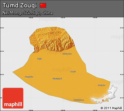 Political Map of Tumd Zouqi, single color outside
