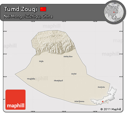 Shaded Relief Map of Tumd Zouqi, cropped outside