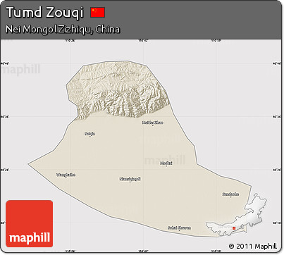 Shaded Relief Map of Tumd Zouqi, cropped outside
