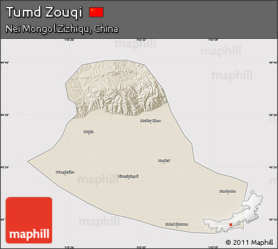 Shaded Relief Map of Tumd Zouqi, cropped outside