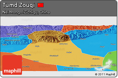 Physical Panoramic Map of Tumd Zouqi, political outside