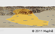Physical Panoramic Map of Tumd Zouqi, semi-desaturated