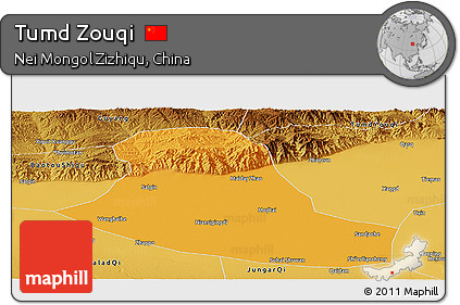 Political Panoramic Map of Tumd Zouqi, physical outside