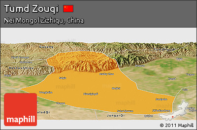 Political Panoramic Map of Tumd Zouqi, satellite outside