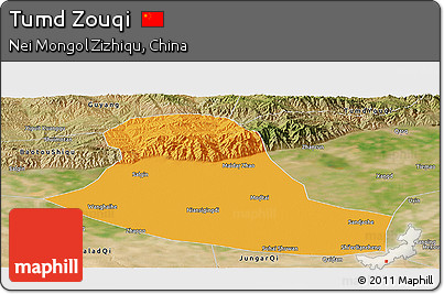 Political Panoramic Map of Tumd Zouqi, satellite outside