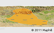 Political Panoramic Map of Tumd Zouqi, satellite outside