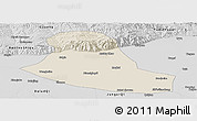 Shaded Relief Panoramic Map of Tumd Zouqi, desaturated