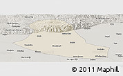 Shaded Relief Panoramic Map of Tumd Zouqi, semi-desaturated