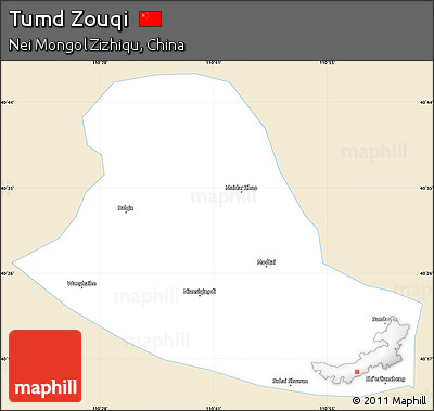 Classic Style Simple Map of Tumd Zouqi, single color outside