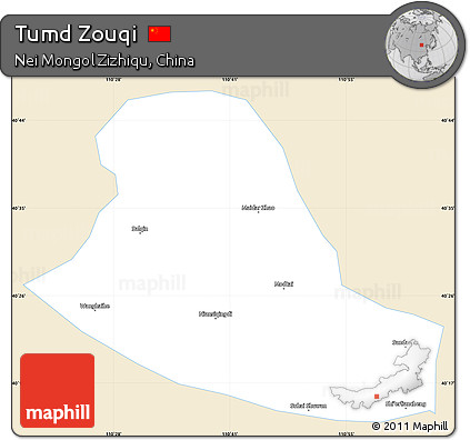 Classic Style Simple Map of Tumd Zouqi, single color outside