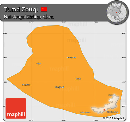 Political Simple Map of Tumd Zouqi, single color outside