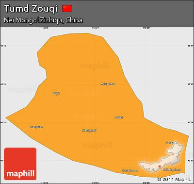 Political Simple Map of Tumd Zouqi, single color outside