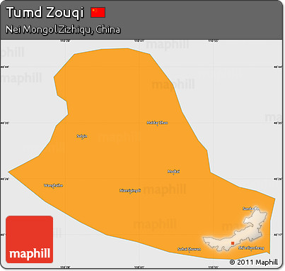 Political Simple Map of Tumd Zouqi, single color outside