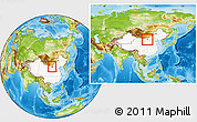 Physical Location Map of Urad Qianqi, highlighted country, within the entire country
