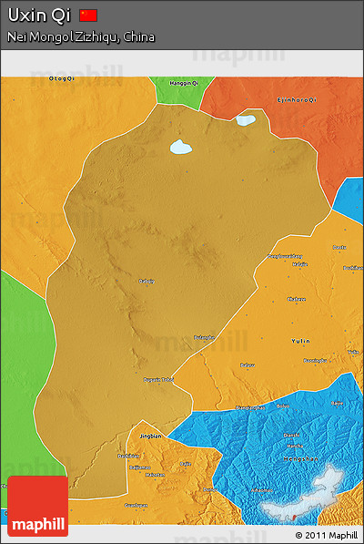Physical 3D Map of Uxin Qi, political outside