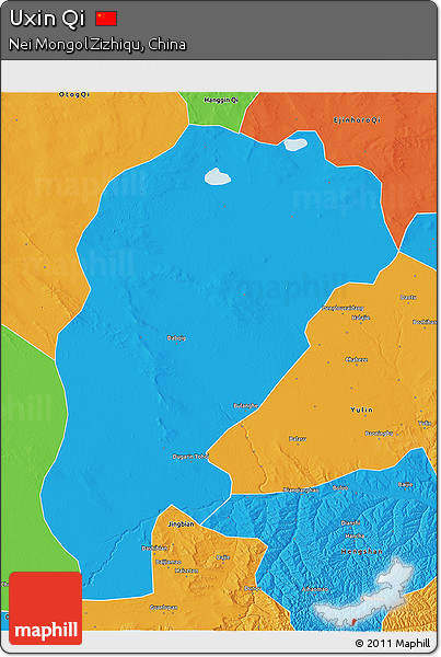 Political 3D Map of Uxin Qi