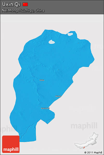 Political 3D Map of Uxin Qi, single color outside