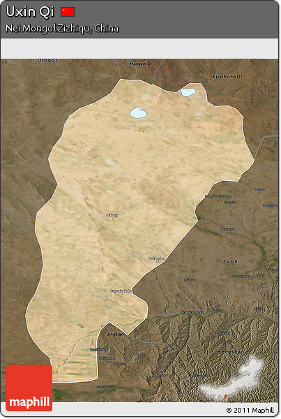 Satellite 3D Map of Uxin Qi, darken
