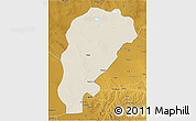 Shaded Relief 3D Map of Uxin Qi, physical outside