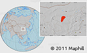 Gray Location Map of Uxin Qi, hill shading