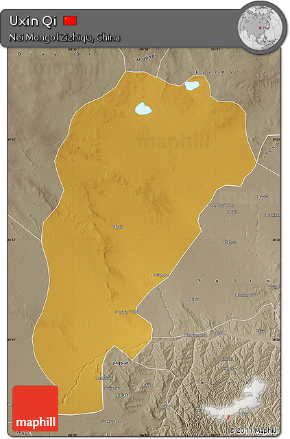 Physical Map of Uxin Qi, semi-desaturated