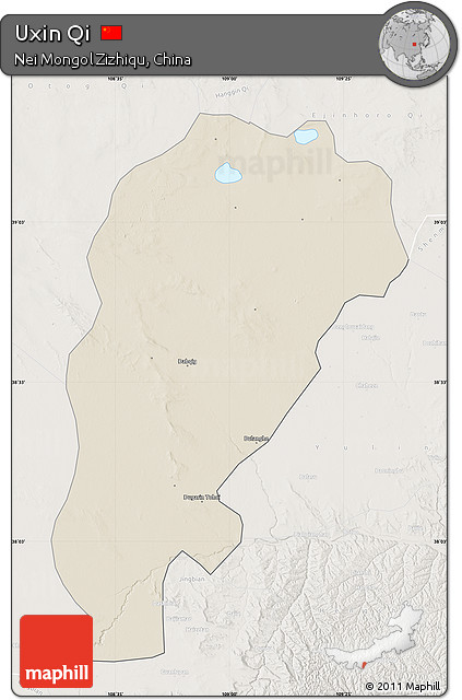 Shaded Relief Map of Uxin Qi, lighten