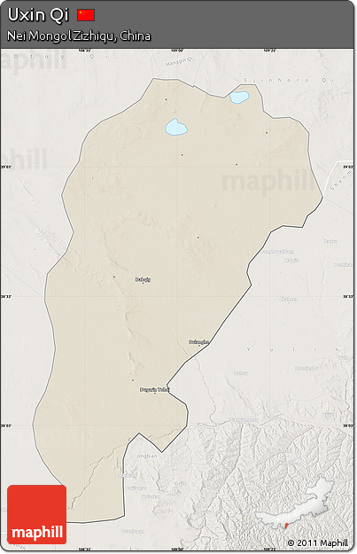 Shaded Relief Map of Uxin Qi, lighten