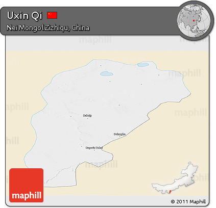 Classic Style Panoramic Map of Uxin Qi, single color outside