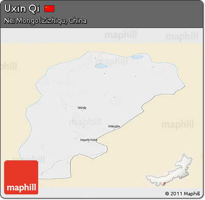 Classic Style Panoramic Map of Uxin Qi, single color outside